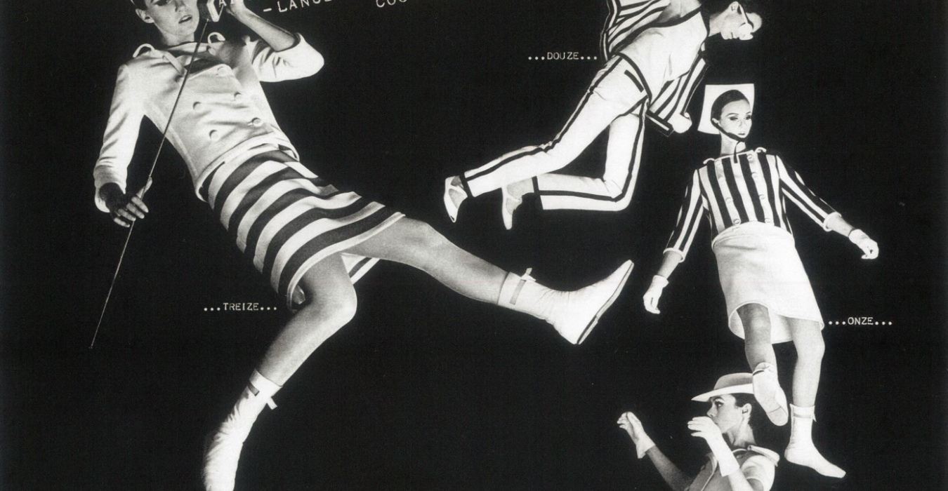 Peter Knapp, Collection Courrèges haute couture printemps-été 1965. Elle n°1002, mars 1965 © Peter Knapp / Courrèges