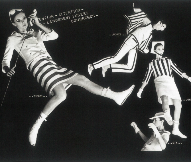 Peter Knapp, Collection Courrèges haute couture printemps-été 1965. Elle n°1002, mars 1965 © Peter Knapp / Courrèges